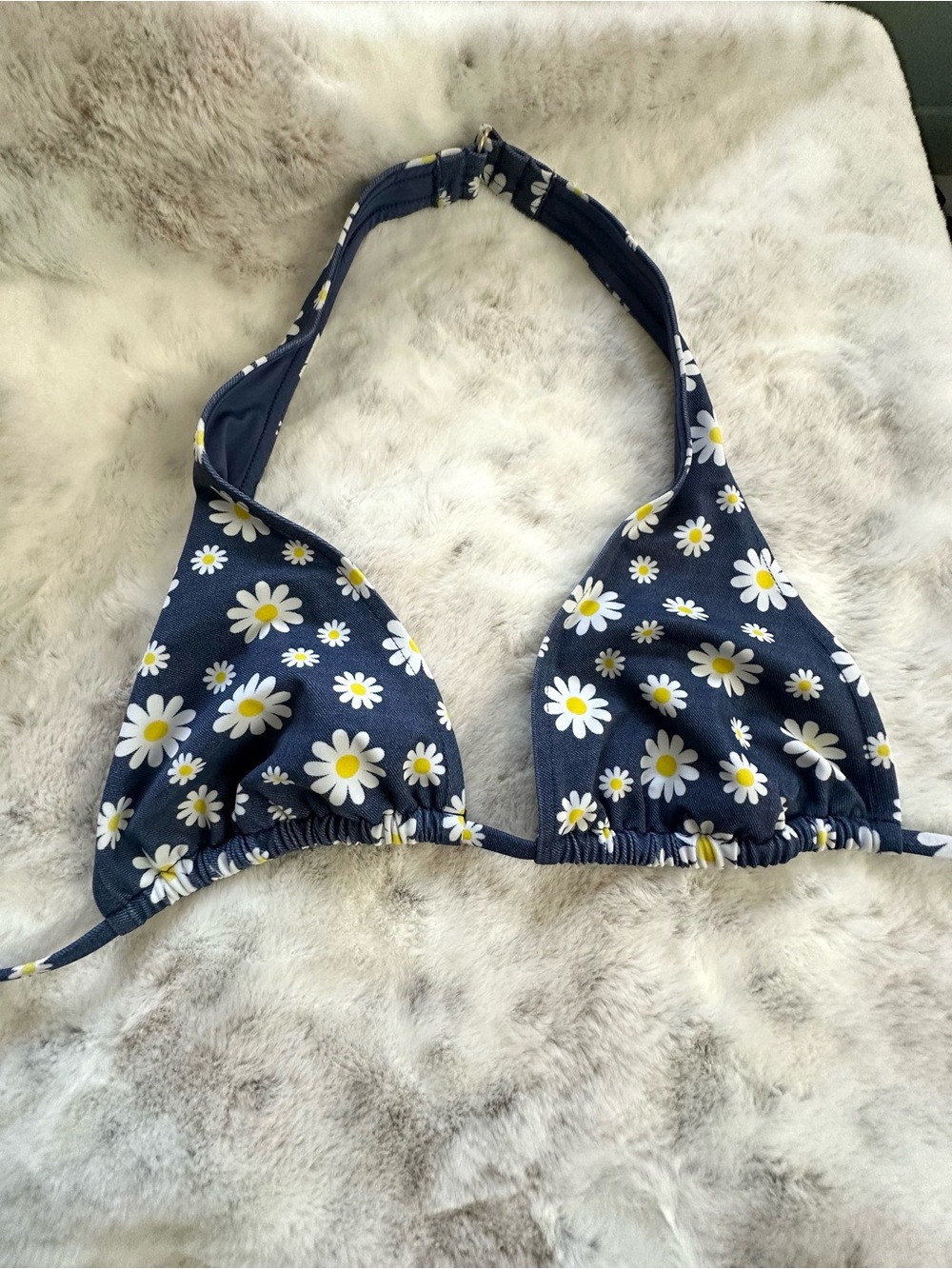 Navy Daisy Halter Swim Top